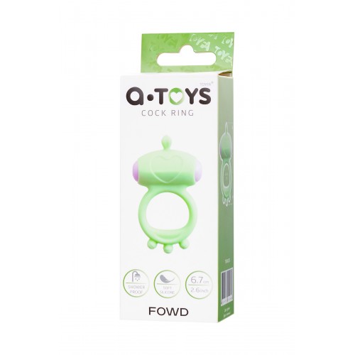 Виброкольцо на пенис A-Toys by TOYFA Fowd, силикон, зеленое, Ø 2,6 см
