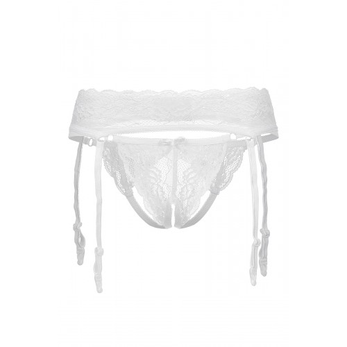 Эротический комплект Erolanta Lingerie Collection: пояс для чулок и трусики кружевные, белые (42-44)