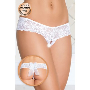 Шортики с бантиком открытые кружевные SoftLine Collection, белый, M/L (иной угол)