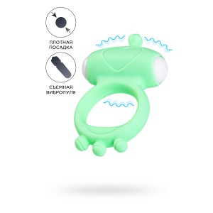 Виброкольцо на пенис A-Toys by TOYFA Fowd, силикон, зеленое, Ø 2,6 см (иной угол)