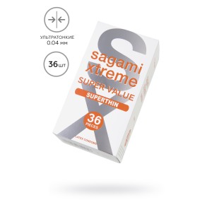 Презервативы Sagami, xtreme, 0.04, латекс, 19 см, 5,4 см, 36 шт. (иной угол)