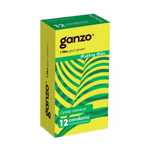 Презервативы Ganzo Ultra thin, ультратонкие, латекс, 18 см, 12 шт