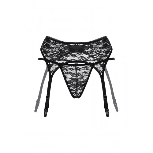 Пояс для чулок и стринги SoftLine Collection из кружева, черный, S/M