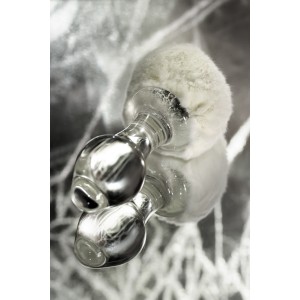 Анальная втулка Sexus Glass, стекло, с белым хвостиком, прозрачная, 14 см, Ø 4 см, 165 г (иной угол)