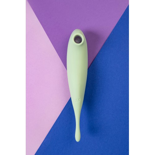 Вакуум-волновой бесконтактный стимулятор клитора Satisfyer Twirling Pro, силикон, зеленый