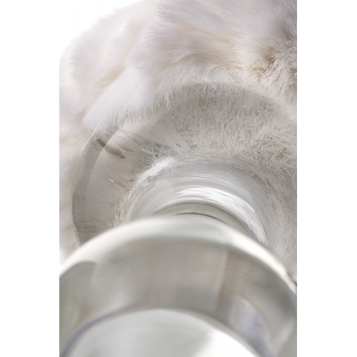 Анальная втулка Sexus Glass, стекло, с белым хвостиком, прозрачная, 14 см, Ø 4 см, 165 г