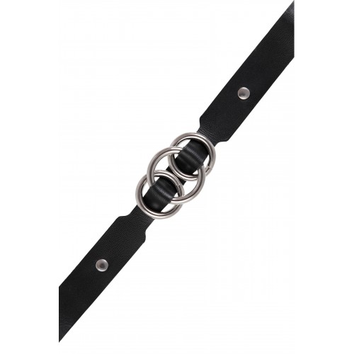 Чокер-ошейник Pecado BDSM, со связанными кольцами, натуральная кожа, чёрный