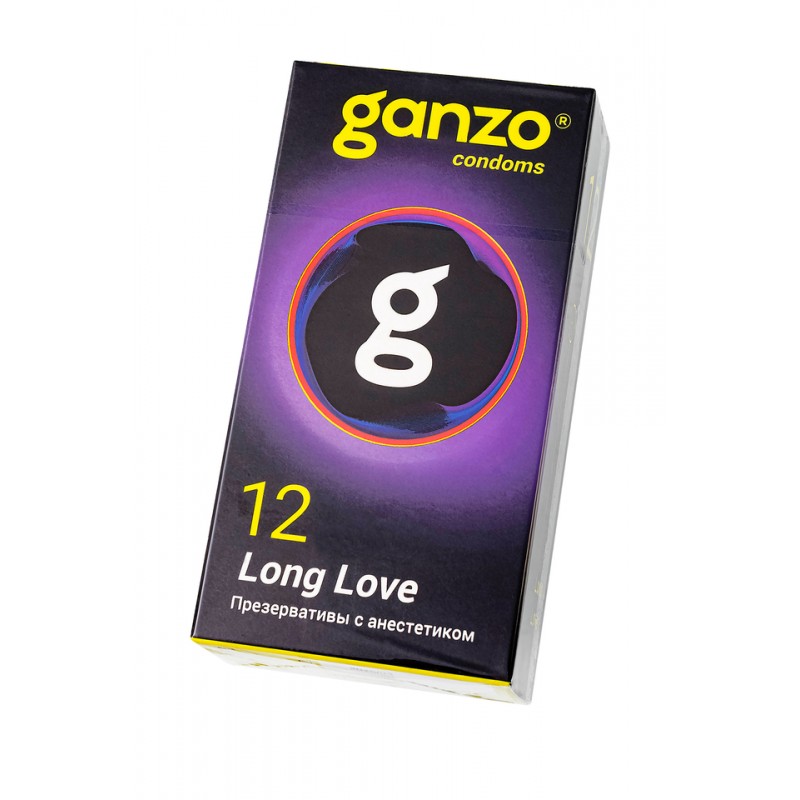 Презервативы Ganzo, Long Love,с анастетиком, латекс,18 см, 5,2 см, 12 шт.