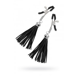 Зажимы на соски Pecado BDSM, «Прищепки», с кисточками из замши, металл, черные