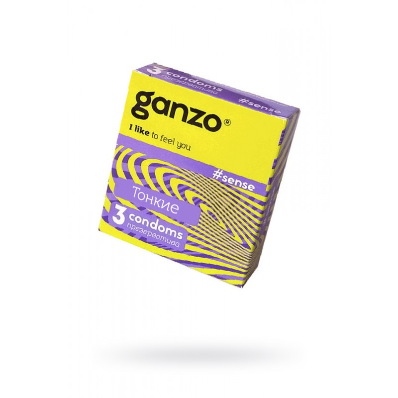 Презервативы Ganzo Sense, ультратонкие, латекс, 18 см, 3 шт