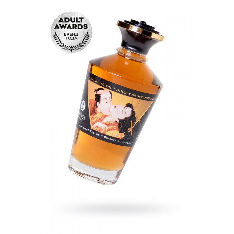 Масло для массажа Shunga Caramel Kisses, разогревающее, с ароматом карамели, 100 мл