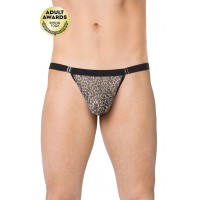 Стринги мужские с мелким принтом леопард SoftLine Collection, коричневые, OS