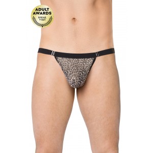 Стринги мужские с мелким принтом леопард SoftLine Collection, коричневые, OS