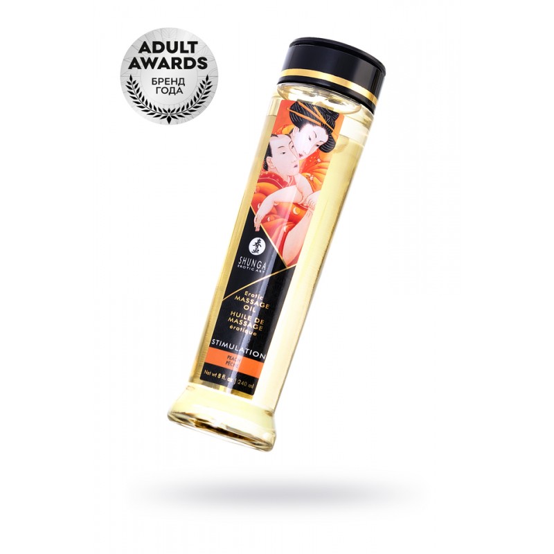Масло для массажа Shunga Stimulation, натуральное, возбуждающее, персик, 240 мл.