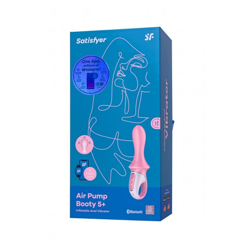 Нереалистичный вибратор Satisfyer Air Pump Booty 5, силикон, розовый, 15 см.