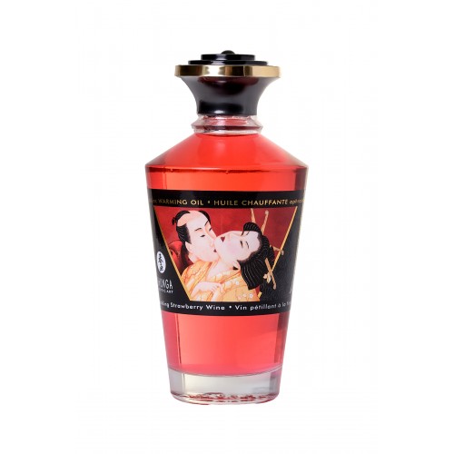 Масло для массажа Shunga Sparkling Strawberry Wine, разогревающее, с ароматом клубники и шампанского, 100 мл