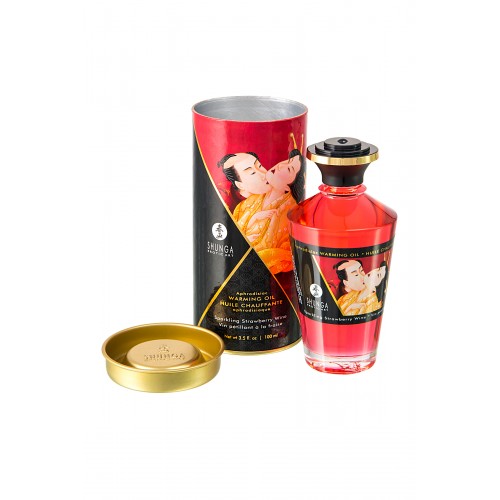 Масло для массажа Shunga Sparkling Strawberry Wine, разогревающее, с ароматом клубники и шампанского, 100 мл
