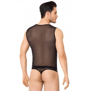 Костюм-сетка на замочке мужской SoftLine Collection (майка, трусы), чёрный, XL (иной угол)