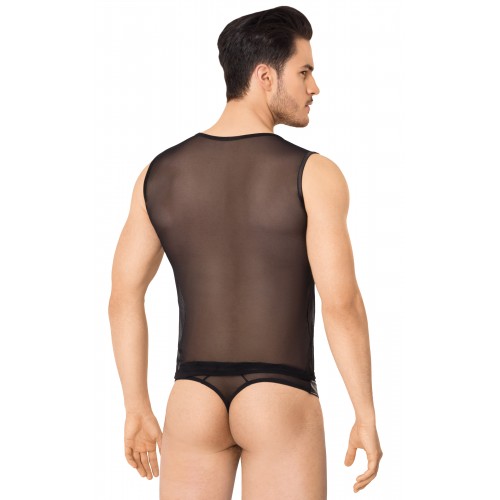 Костюм-сетка на замочке мужской SoftLine Collection (майка, трусы), чёрный, XL