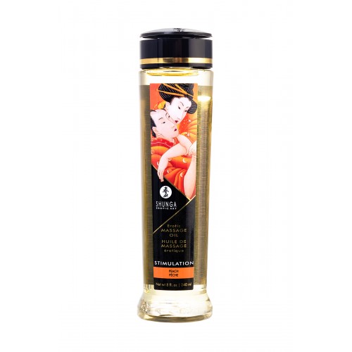 Масло для массажа Shunga Stimulation, натуральное, возбуждающее, персик, 240 мл.