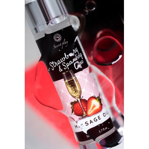 Массажное масло SECRET PLAY с ароматом клубники и шампанского, 50 мл