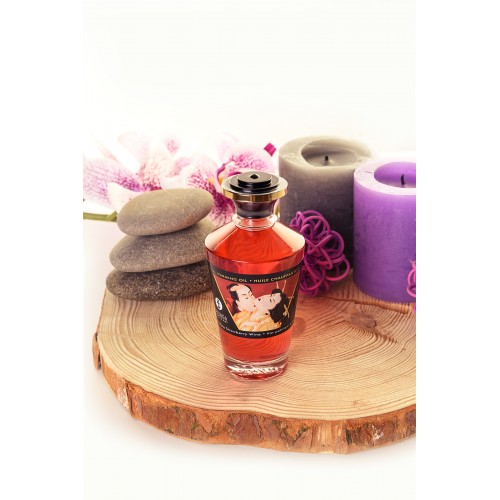 Масло для массажа Shunga Sparkling Strawberry Wine, разогревающее, с ароматом клубники и шампанского, 100 мл
