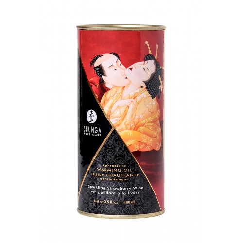 Масло для массажа Shunga Sparkling Strawberry Wine, разогревающее, с ароматом клубники и шампанского, 100 мл
