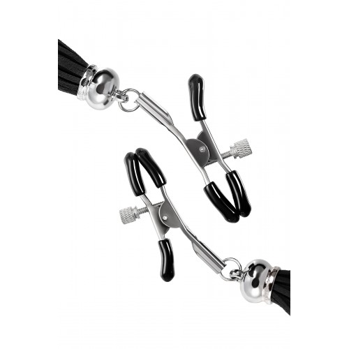 Зажимы на соски Pecado BDSM, «Прищепки», с кисточками из замши, металл, черные