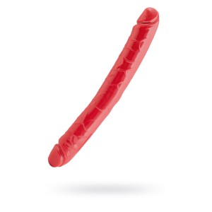 Двусторонний фаллоимитатор Black & Red by TOYFA, ПВХ, красный, 31 см (иной угол)