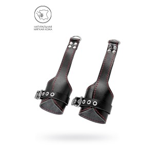 Подвес Pecado BDSM, «мягкий» с красной строчкой, натуральная кожа, чёрный (иной угол)