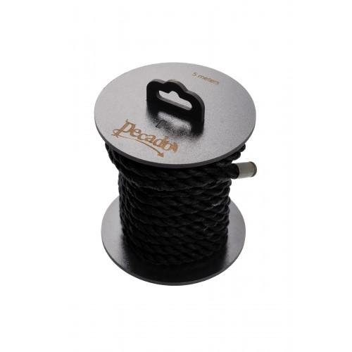 Веревка для шибари Pecado BDSM, на катушке, хлопок, черная, 5 м.
