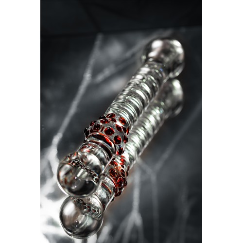 Двусторонний фаллоимитатор Sexus Glass, стекло, прозрачный, 22 см