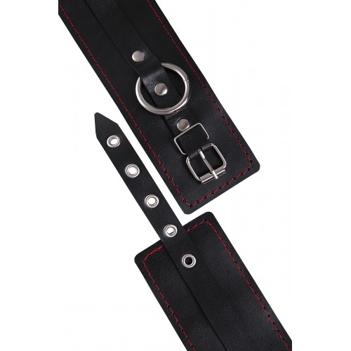 Оковы однослойные с контрастной строчкой Pecado BDSM, натуральная кожа, черные