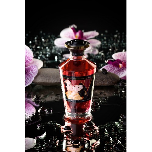 Масло для массажа Shunga Sparkling Strawberry Wine, разогревающее, с ароматом клубники и шампанского, 100 мл