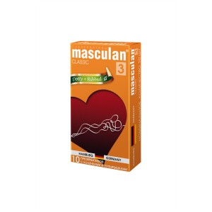 Презервативы Masculan Classic 3 , 10 шт.  С колечками и пупырышками (Dotty+Ribbed)  ШТ (иной угол)