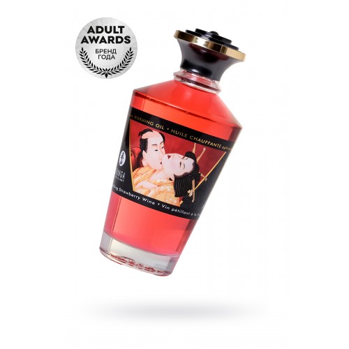 Масло для массажа Shunga Sparkling Strawberry Wine, разогревающее, с ароматом клубники и шампанского, 100 мл