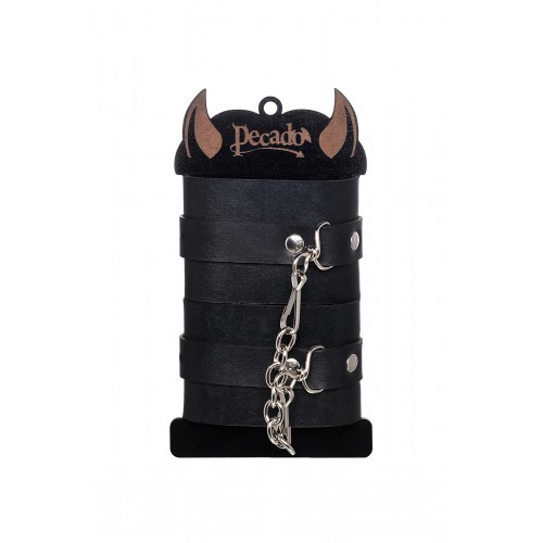 Наручники однослойные Pecado BDSM, натуральная кожа, черные