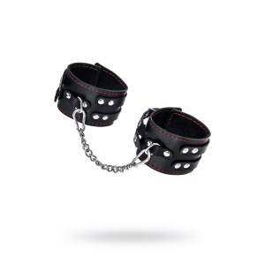 Оковы Pecado BDSM, с двумя ремнями и черной подкладкои, натуральная кожа, черные (иной угол)