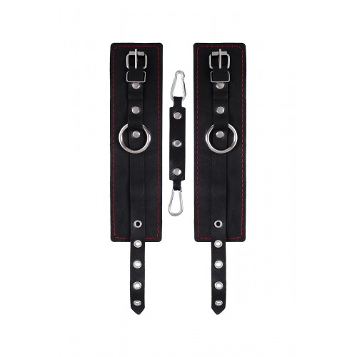 Оковы однослойные с контрастной строчкой Pecado BDSM, натуральная кожа, черные
