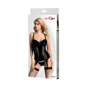 Корсет, стринги и чулки Candy Girl Serena черные, OS (иной угол)