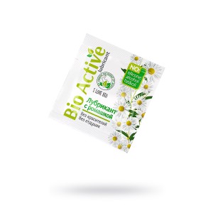 Гель-лубрикант «BIO ACTIVE» с ромашкой и д-пантенолом, 3 г, 20 шт в упаковке (иной угол)