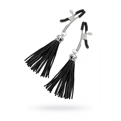 Зажимы на соски Pecado BDSM, «Прищепки», с кисточками из замши, металл, черные