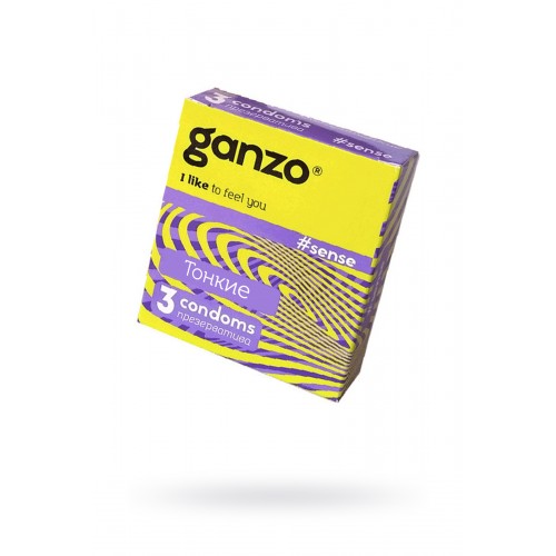 Презервативы Ganzo Sense, ультратонкие, латекс, 18 см, 3 шт