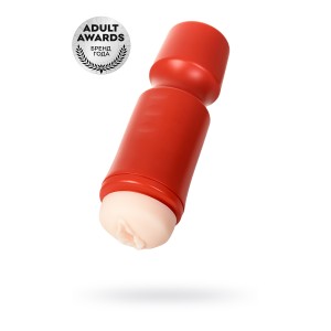 Мастурбатор,красный/телесный, вагина, TOYFA A-Toys,24cm, 7,6 cm (иной угол)