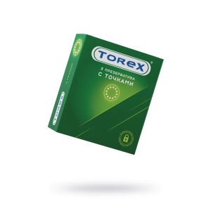 Презервативы Torex, точечные, латекс, 18,5 см, 5,4 см, 3 шт. (иной угол)