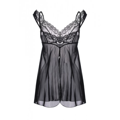Комбинация бэби-долл c разрезом сзади Erolanta Sofia, черный (54-56)