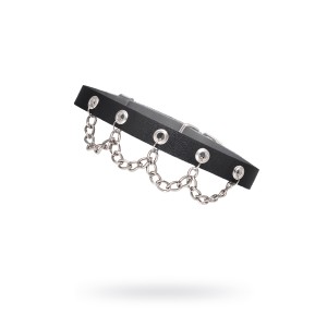 Чокер с цепочкой Pecado BDSM, натуральная кожа, черный (иной угол)