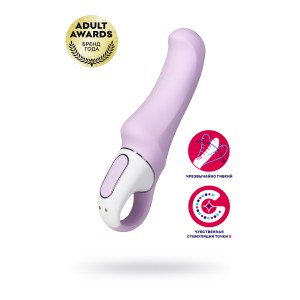 Нереалистичный вибратор Satisfyer Vibes Charming Smile, Силикон, Фиолетовый, 18,7 см (иной угол)