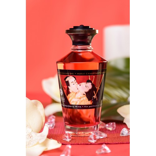 Масло для массажа Shunga Sparkling Strawberry Wine, разогревающее, с ароматом клубники и шампанского, 100 мл