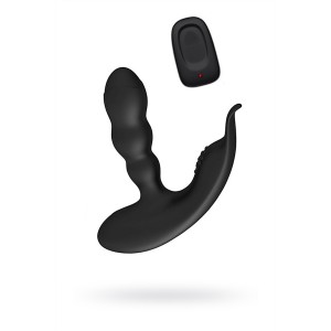 Стимулятор простаты Levett Jonas с пультом ДУ, силикон, чёрный (иной угол)